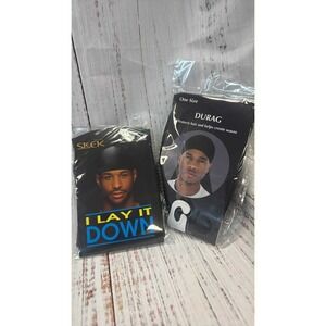 Sleek Durag Black‎ One Size I Lay It Down Protects Hair Creates Waves